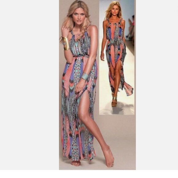 l*space Dresses & Skirts - L Space The Collection Inca Chiffon Braided Straps Maxi Dress Size Small